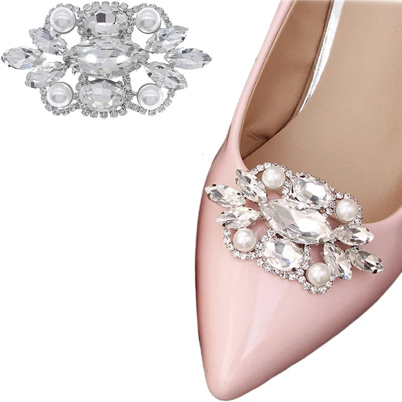 

Women Wedding Shoe Clips Detachable Pearl Rhinestone Shoe Decoration Fashion Shoe Embellishment Heels Dress Accessories 2 Pcs