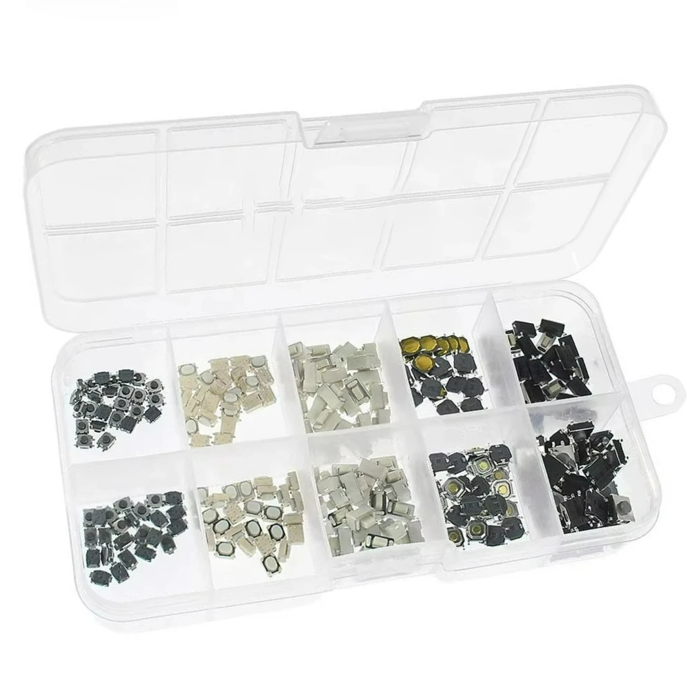 250PCS 10 Types Car Remote Control Tablet Actile Push Button Switch Kit Car Keys Button Touch Microswitch with Box