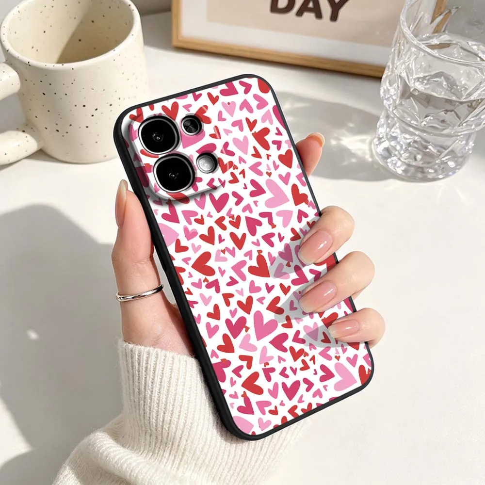 Artistic Red and Pink Hearts Phone Case - Black Finish