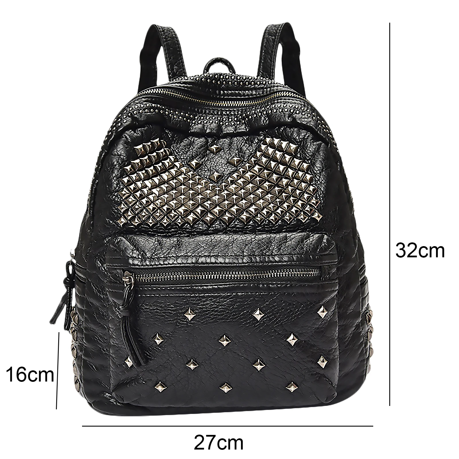 Casual Girls Shoulder Backpack Creative Rivet Studded Design Large Capacity Handbag Travel Shopping Student School Bags Rucksack 
