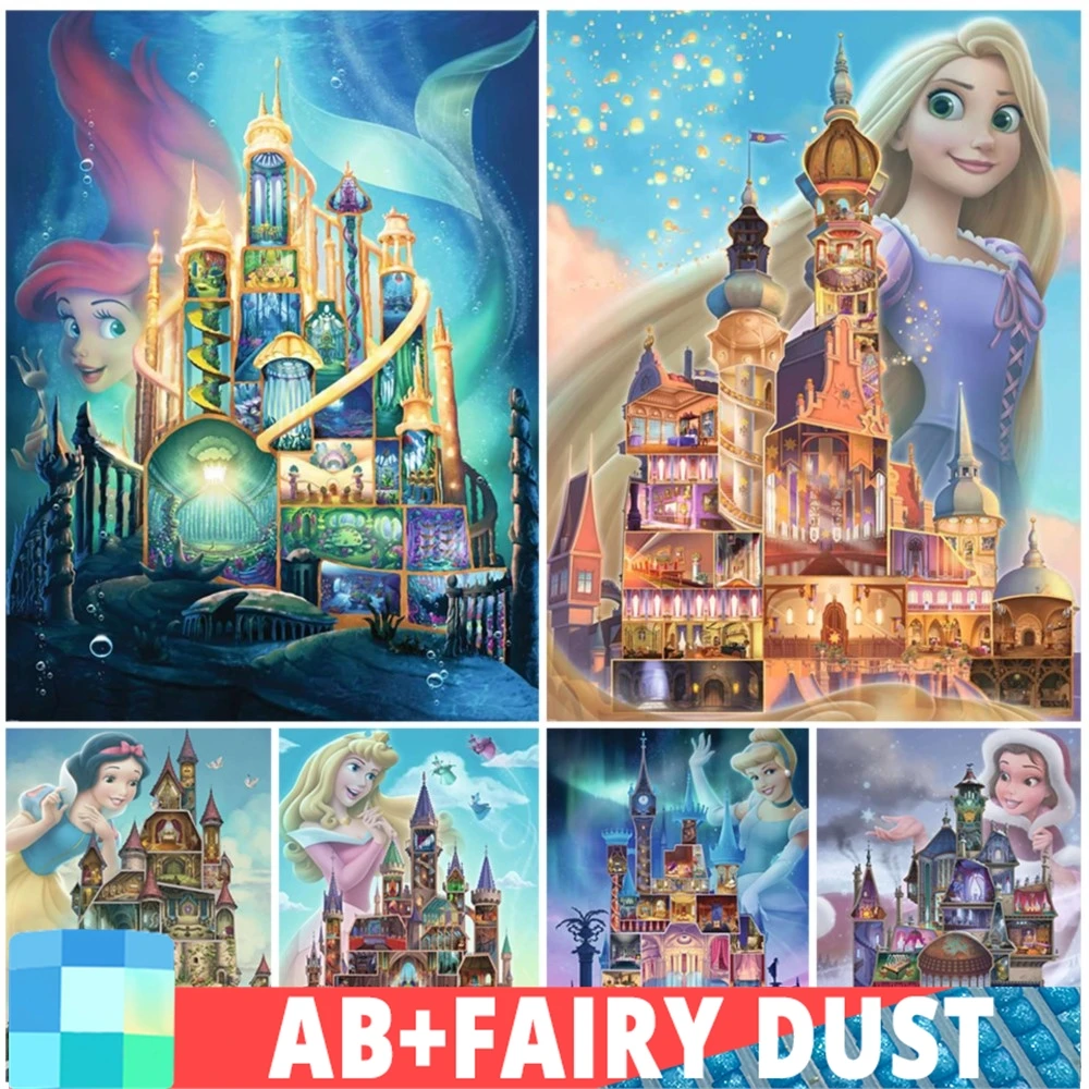 Ab Fairy Dust Disney Castle Princess 5D Diamond Painting Nuovo 2024 Ricamo Cartoon Punto Croce Mosaico Artigianato Per Bambini