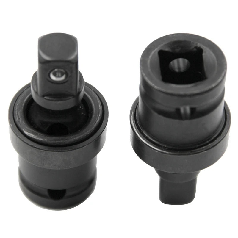 

2PCS Swivel Knuckle Drive Joint Air Impact Wobble Electric Wrench Socket Adapter Hand Tool 360 Degree 1/2 Inch Black
