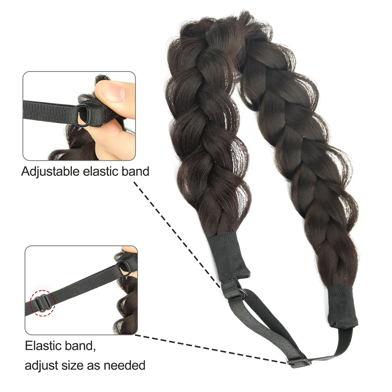 Synthetic hair band fishbone twist braids wigs adjustable rubber bands women's head hair accessories high temperature silk