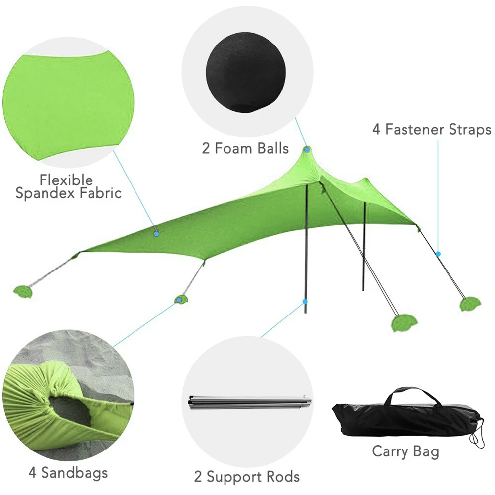 

Beach Tent Sun Shelter Outdoor Sports Sunshade Tent Canopy With Sandbag Anchors Sun Shade Tent For Beach