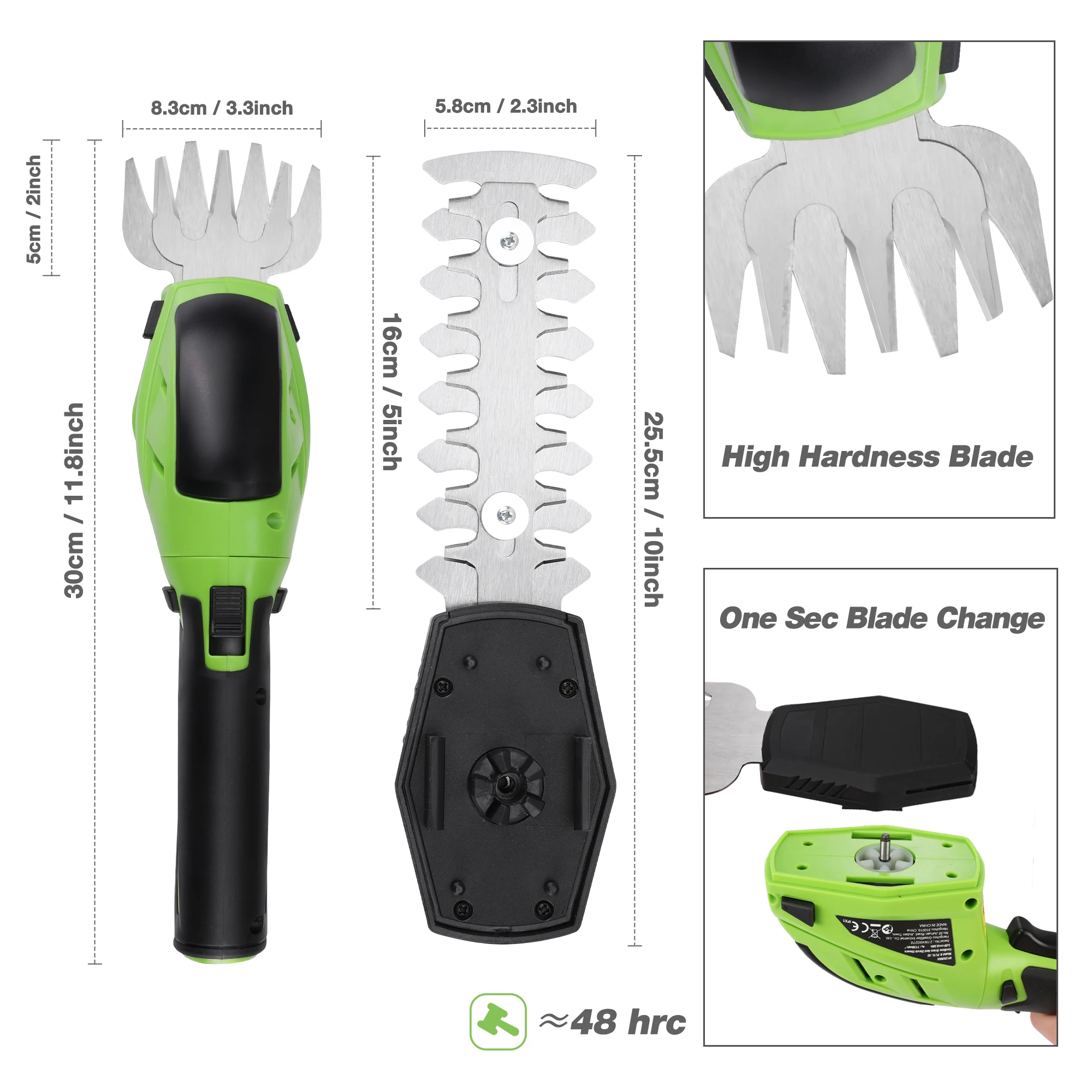 WORKPRO Battery Grass and Shrub Shears, Handy Grass Shears, 3.6V, 2000 mAh, 2 Different Blades, with Battery and Charging Cable 2