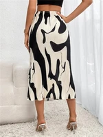 Dressy Casual Graphic Print Pleated Long Skirts Women Autumn Fashion Elastic High Waist Geometry Midi Skirt Streetwear - Image 4