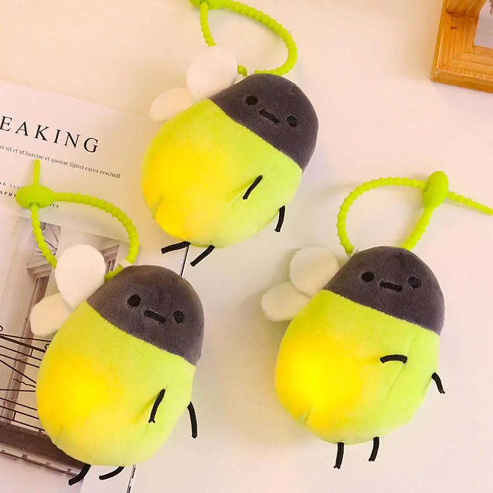 Cartoon Light-emitting Firefly Plush Doll Keychain Pendant Kids Birthday Gift Fun Light-emitting Firefly Bag Keychain Pendant