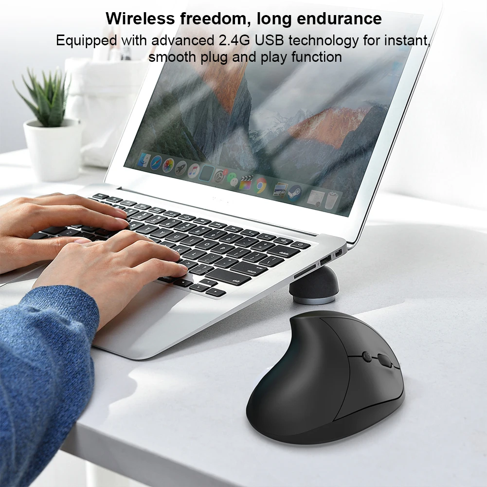 2.4G Vertical Wireless Mouse Rechargeable Vertical Mouse 6 Buttons Laptops Computer PC Mice for Laptop Laptop PC MacBook Windows