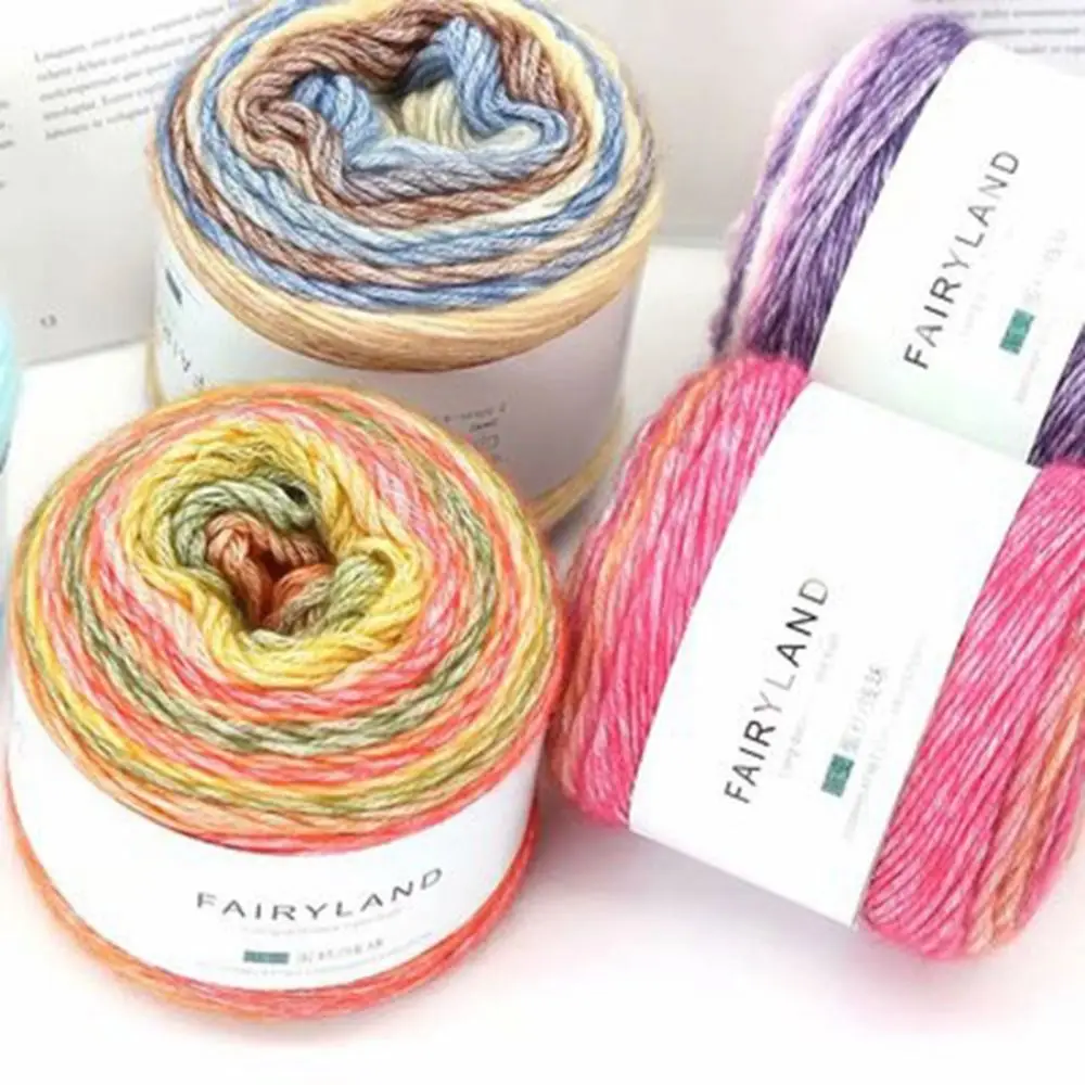100g Rainbow Woollen Yarn New Soft Hand Woven Cake Yarn Hat Scarf Sweater Dyeing Crocheting Fancy Blend