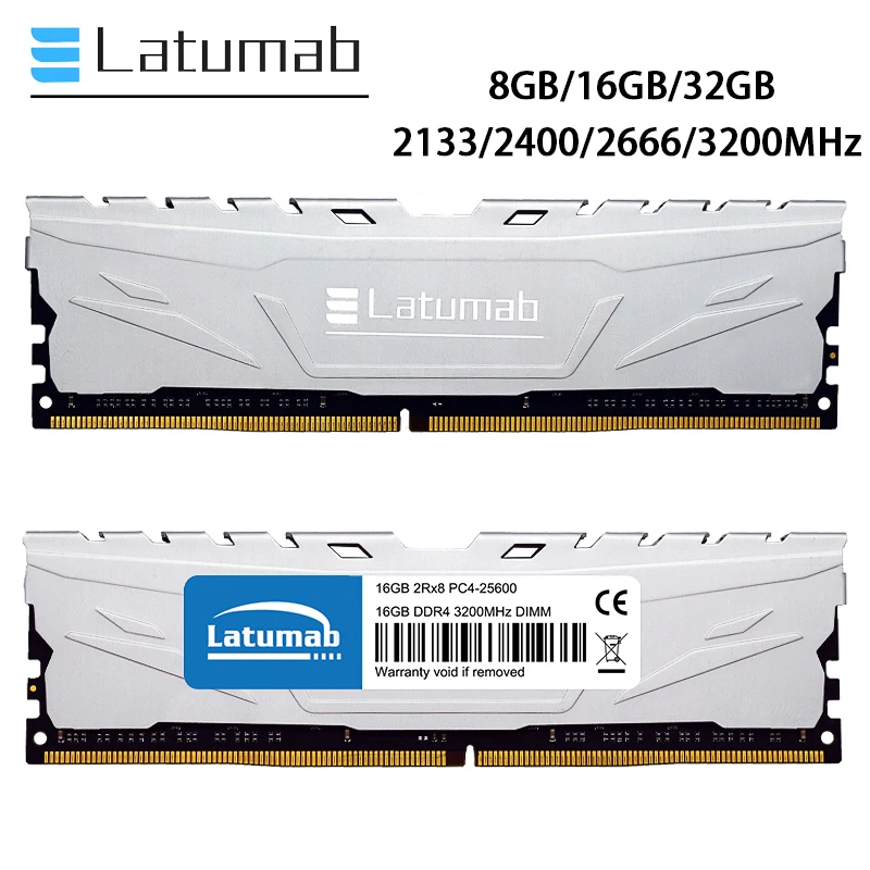 

Latumab Memoria RAM DDR4 8GB 16GB 32GB 3200MHz 2666MHz Desktop Memory PC4-25600 PC4-21300 288 Pins 1.2V DIMM DDR4 RAM Module