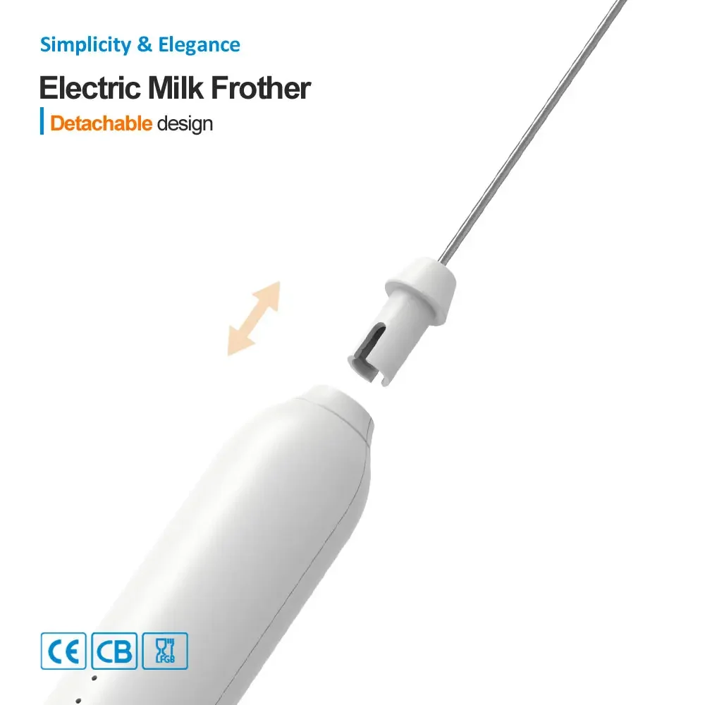 Milk Frother, 3-Speed Electric Frother for Coffee with Whisk and Frother, USB Rechargeable Milk Foamer Maker 2