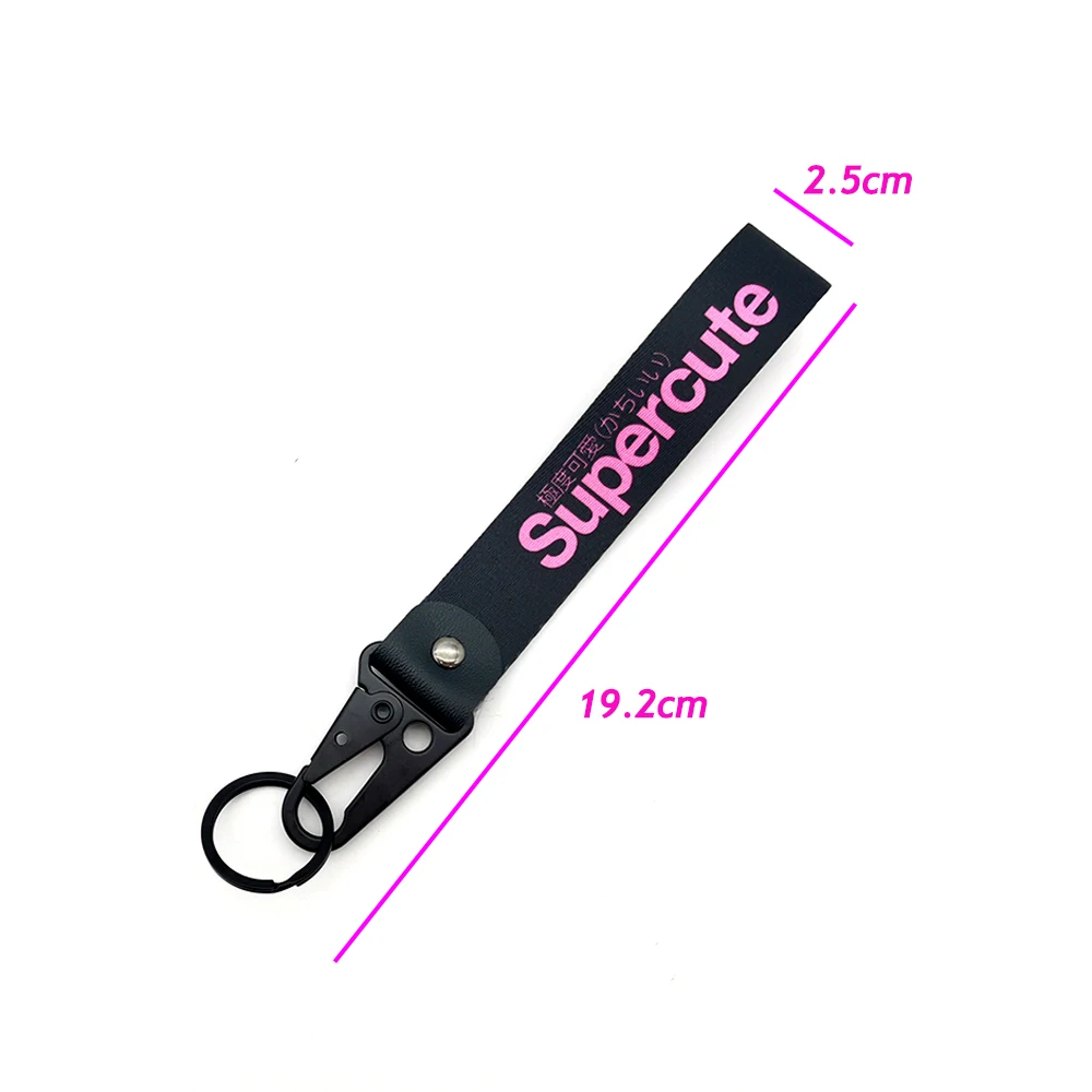 JDM Racing Style Keychain Lanyard Key Strap Tow Sides Thermoprint Nylon Key  Chain Rings Car Motorcycle Keyring Auto Accessories