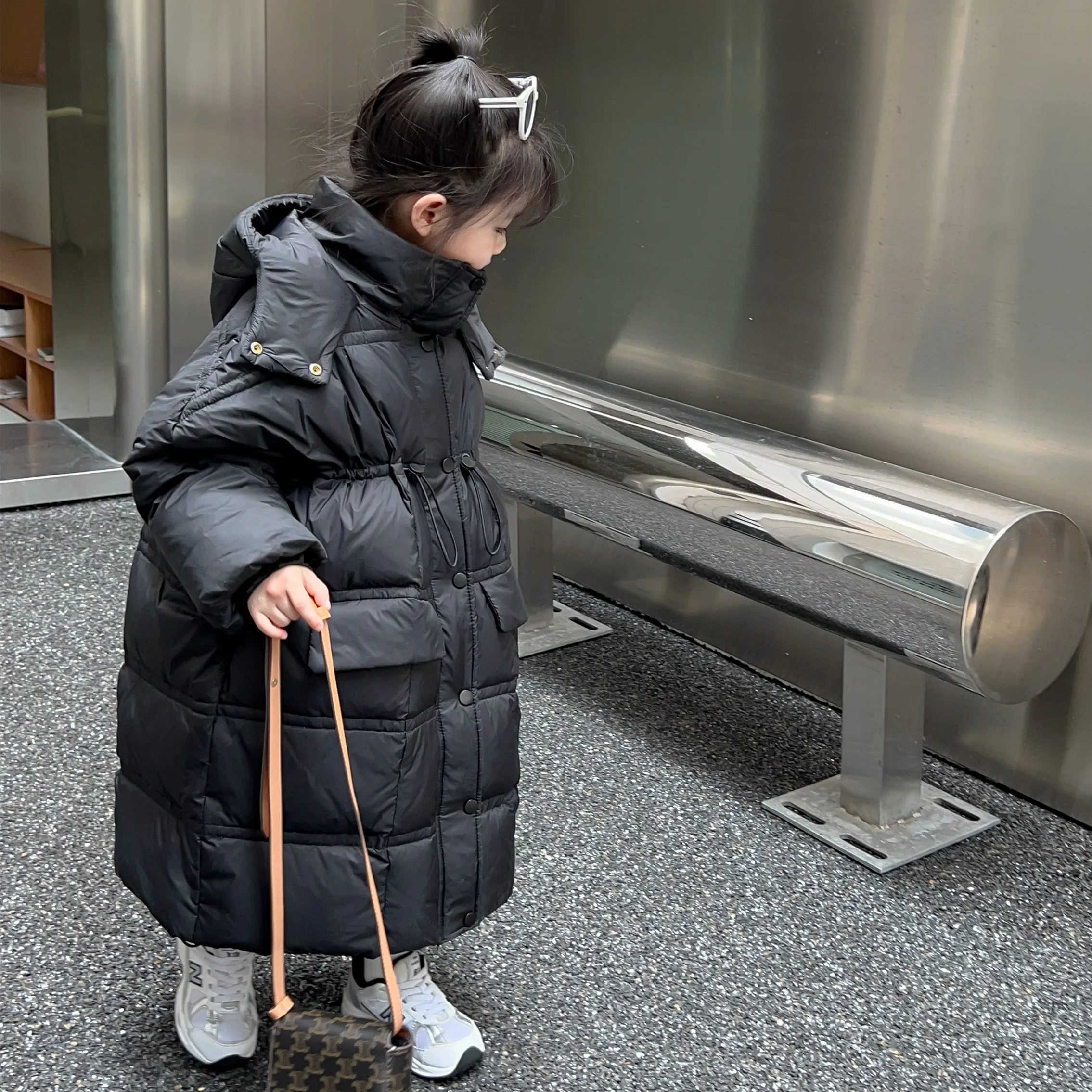 2022 Inverno 110-160Cm Ragazze Ragazzi Moda Lungo Piumino Bambino Bambini Bambini Spessa Giacca Calda Capispalla Parka