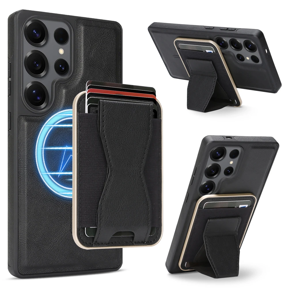 Leather Detachable Magnetic Card Slot Wallet Case with Magsafe Shockproof Cover