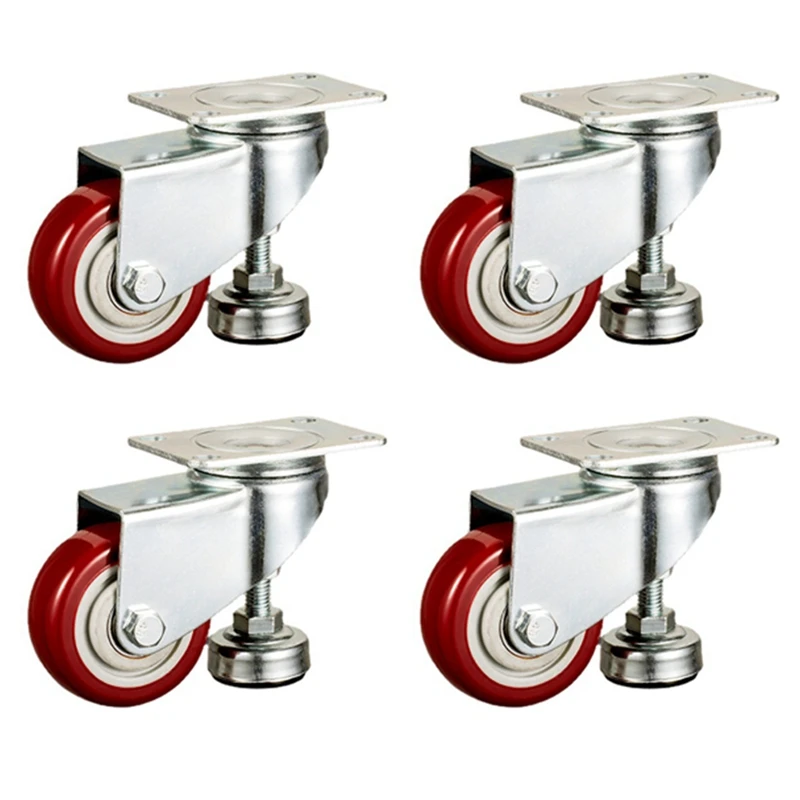 

2 Inch Leveling Plate Caster Wheels With Adjustable Anti-Vibration Leveling Foot Pad Heavy Duty Casters Durable Easy Install