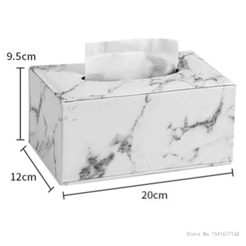 Marble Pattern Leather Multifunctional Paper Drawer Creative Tissue Box, Household Living Room, Bedroom, Study Supplies High-end