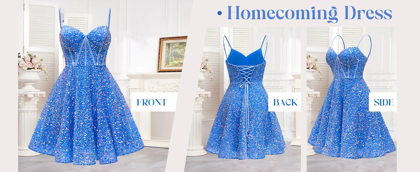 Spaghettiträger Homecoming Kleider,Pailletten Homecoming Kleider,Kurze Homecoming Kleider