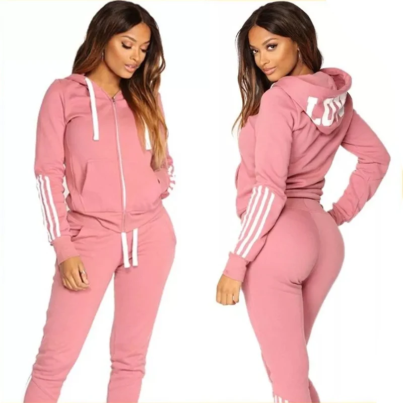 Women's Hoodies Set Long Sleeved Sweater Trousers Jogging Sportswear Suit