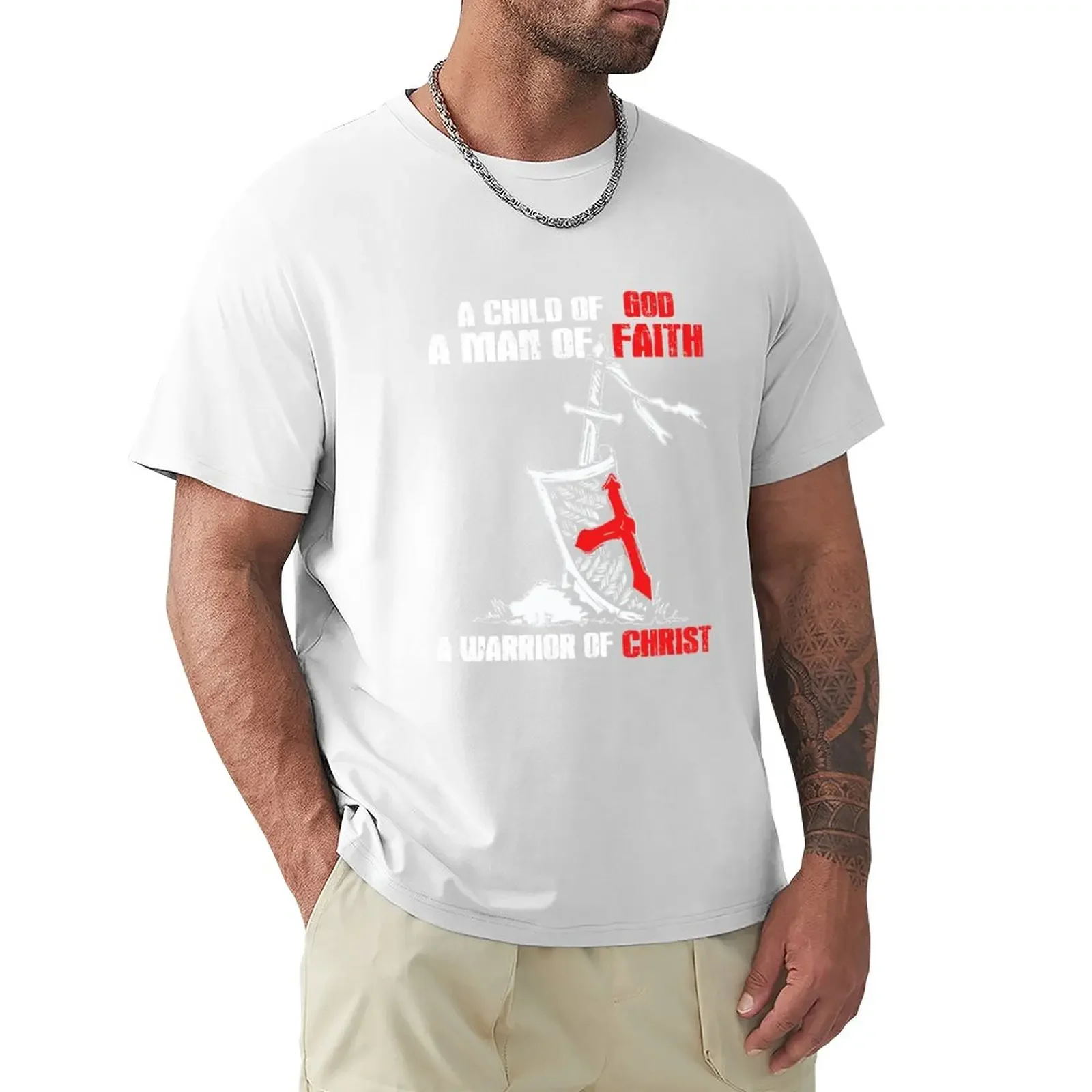 

I Am A Child of God A Man of Faith A Warrior of Christ Shirt T-Shirt summer top quick drying men t shirt