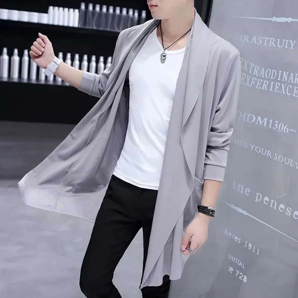 Autumn Men Fashion Korean Style Long Trench Coat Hooded Cloak Men Punk Hip Hop Cardigan Casual Streetwear Cape