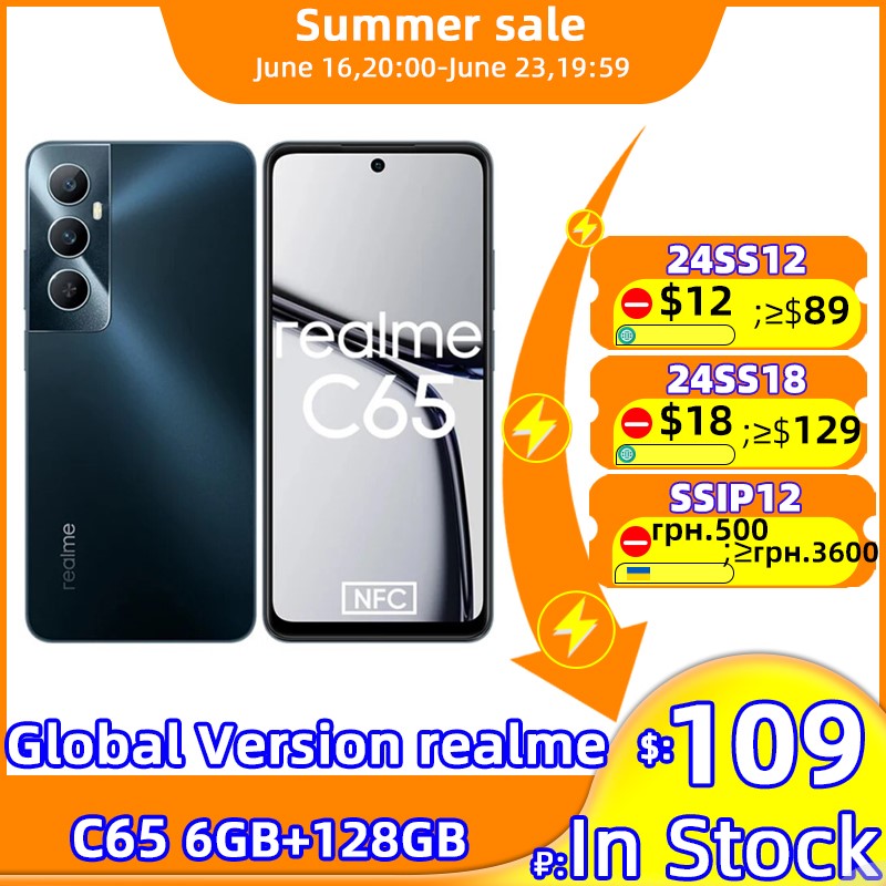  Global Version realme C65 Helio G85 Octa Core 6.67'' LCD Display NFC Smartphone 50MP AI Camera 5000mAh Battery 45W SUPERVOOC 
