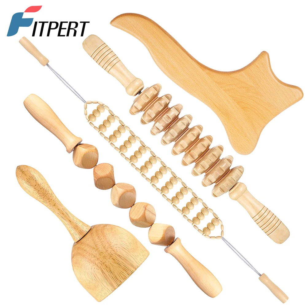 Wood Therapy Massage Tools, Wooden Gua Sha Anti Cellulite Massage Roller Tool, Handheld Cellulite Blasters Cube Massager