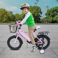 Siège de vélo réglable pour enfants de 14 pouces, charge de 50 kg avec roues d'entraînement + panier + siège arrière pour enfants de 3 à 6 ans (violet/rose) 4