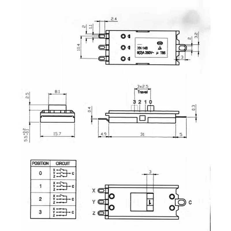 Original switch XN-14C Blower switch blower Toggle XN-14B Four legs and three gears