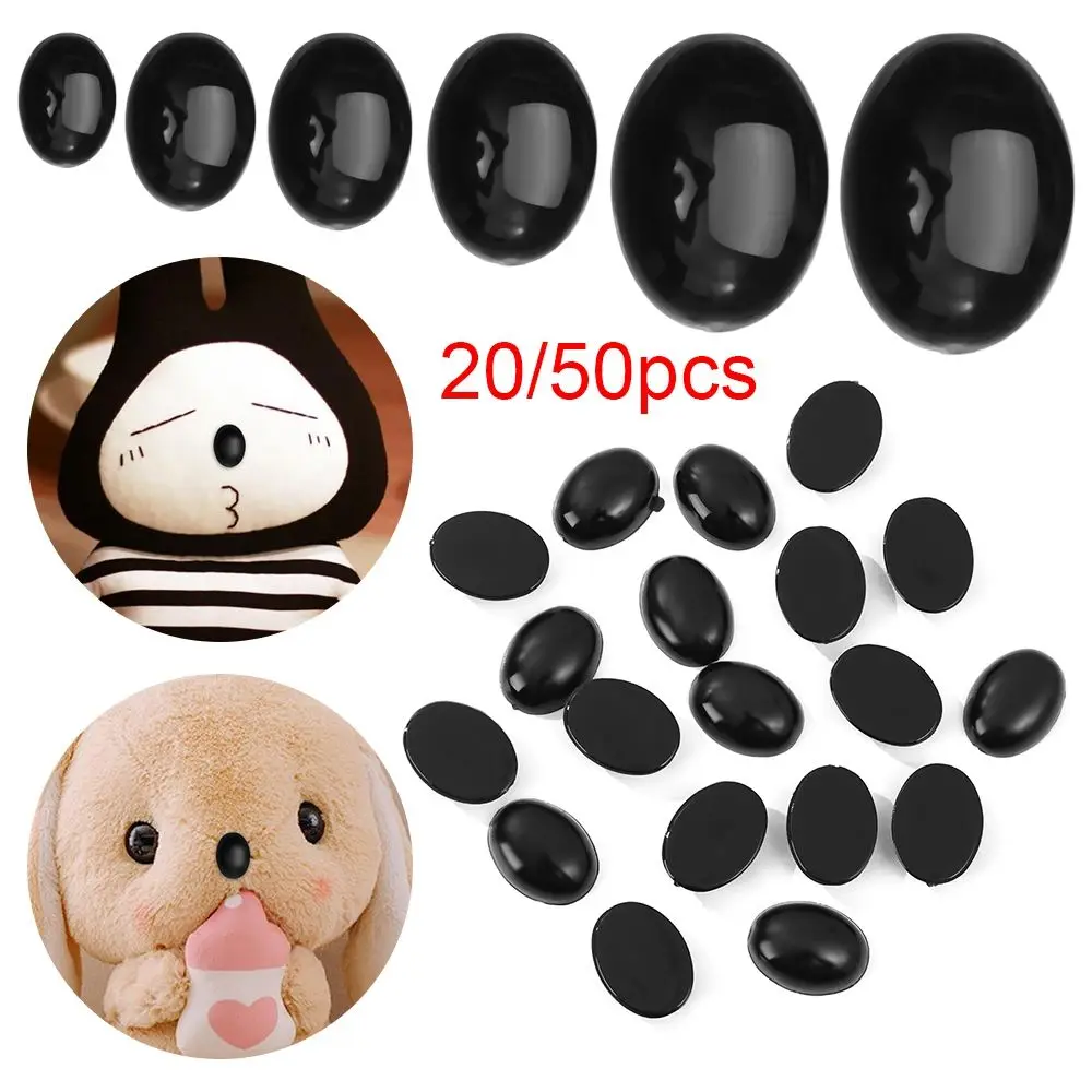 RuWfpz Safety Noses for Crochet Animals Amigurumi 15-30mm - 4 Sizes Stuffed Animal Noses with Washers, 50pcs Plastic Black Teddy Bear Nose for