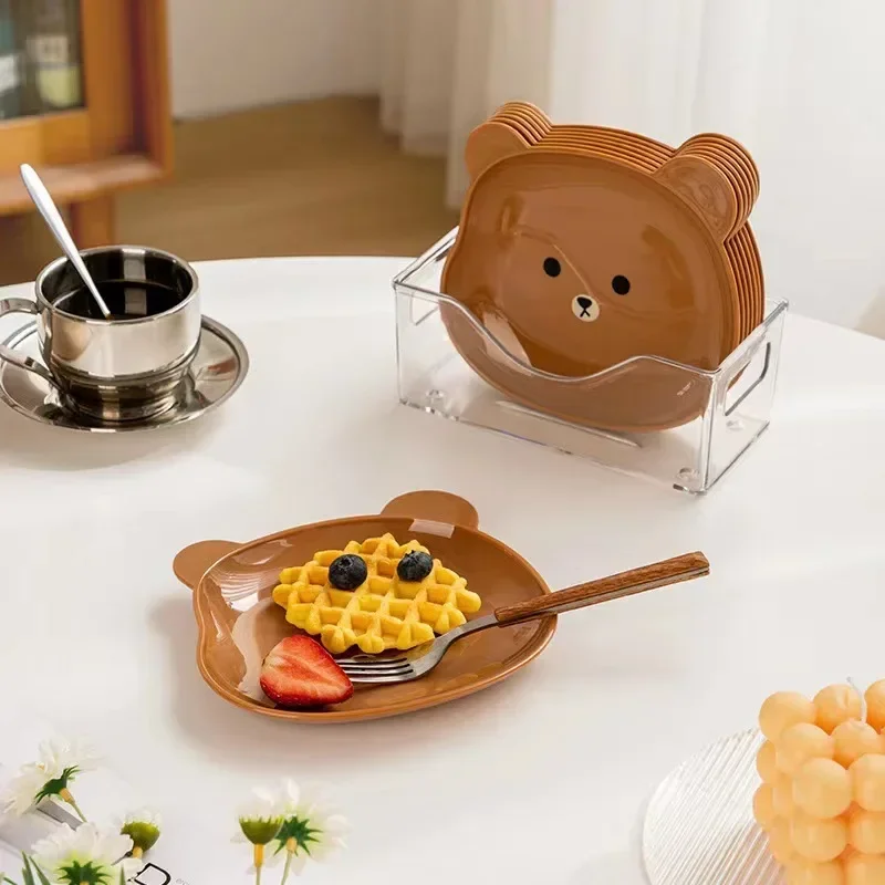 Fruit Plate Cartoon Shape Bear Spit Bone Dish Set Creative Desktop Nut Snack Dish Food Residue Fruit Plate Cute Plate Set Kitchen Tableware