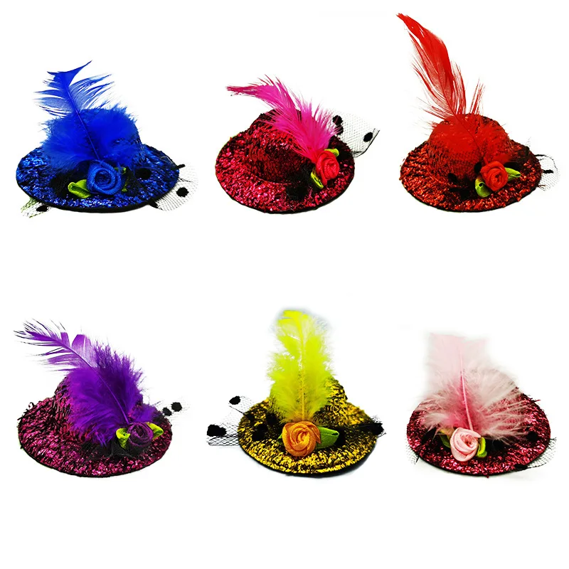 Chicken Hats For Hens Feather Top Hat With Adjustable Elastic Chin Strap Mini Hat Chicken Helmets Accessories Rooster Duck 2