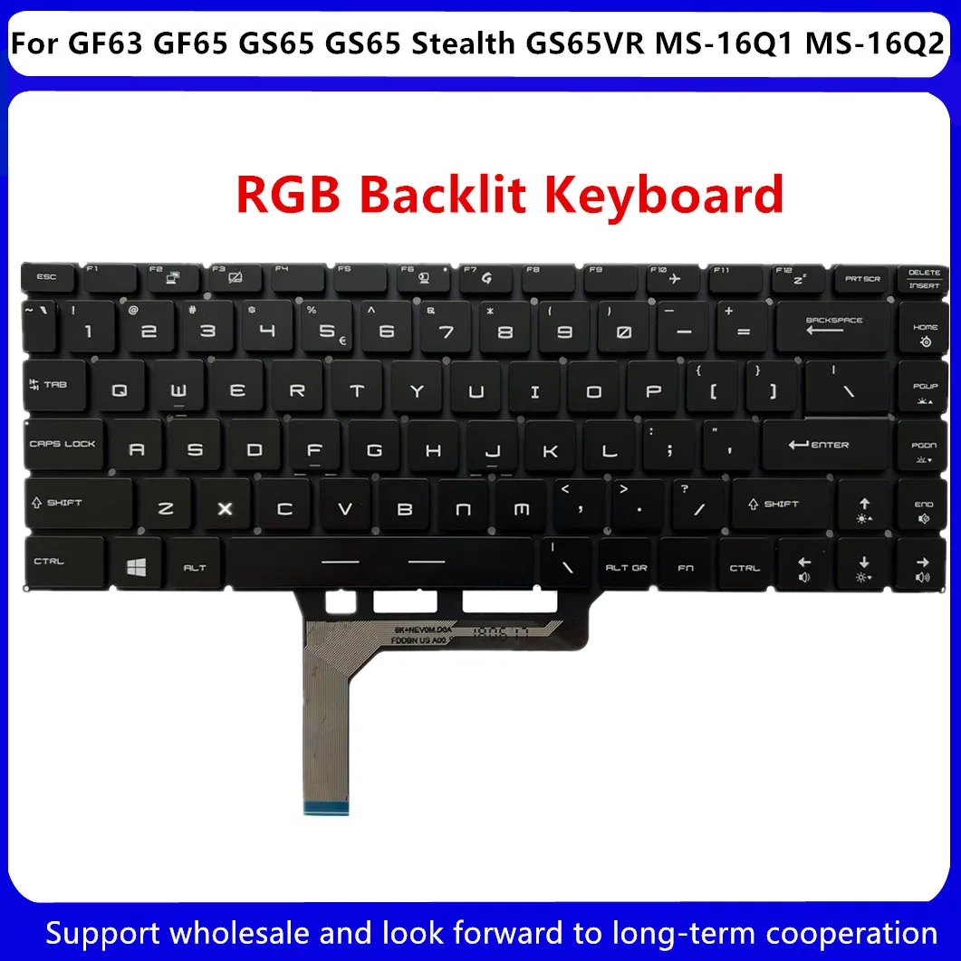 para Msi Gf63 Gf65 Gs65 Stealth Fino 9sd 9se 9sf 9sg Gs65vr Ms16q1 Ms-16q2 us Teclado por Chave Rgb Retroiluminado Novo - Imagem 2