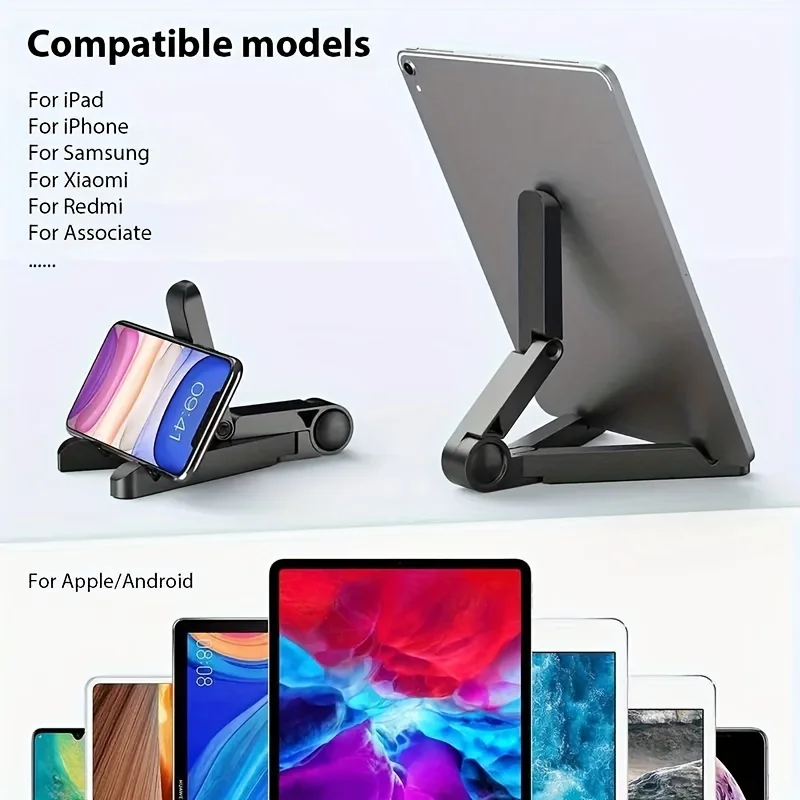 iPad, iPhone, 용 조절 가능한 접이식 태블릿 스탠드 - PE 소재, 미끄럼 방지 스티커 패드, 범용 휴대용 데스크탑 홀더