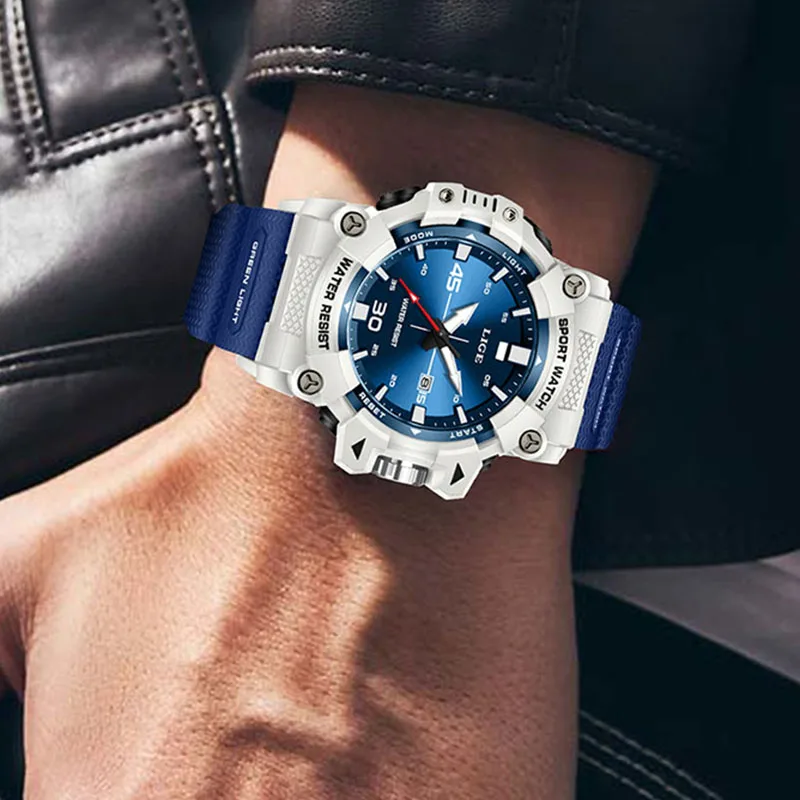 LIGE Luxury Men's Quartz Wristwatch Fashion Blue Silicone Waterproof Big Dial Watch Men Military Sports Luminous Watches For Men