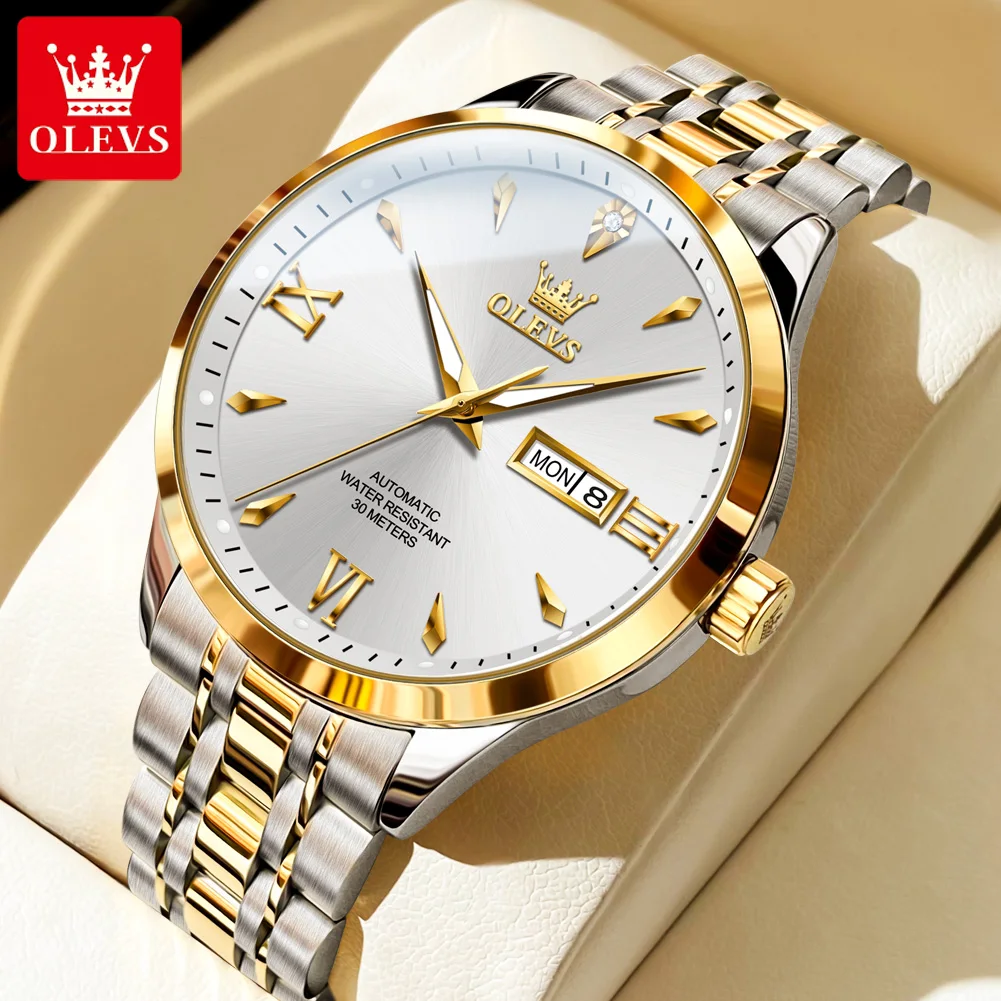 2023 OLEVS New Luxury Men Mechanical Wristwatches Green Water Automatic  Watch Stainless Steel Sports Diving Watch For Men 6650 - AliExpress