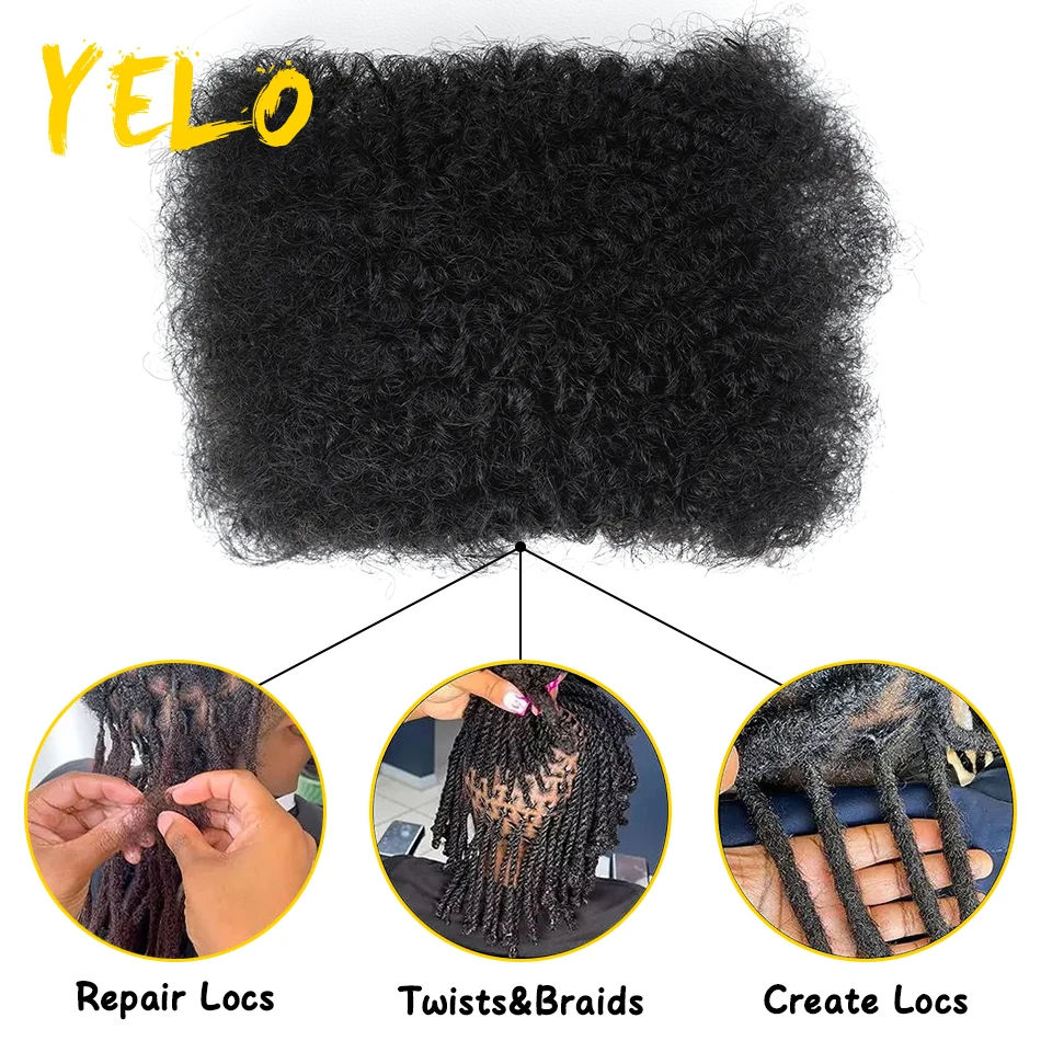 Yelo Mongolian Braid Unprocessed Afro Kinky Curly Wave Remy Human Hair Bulk For Braiding Crochet Braids For Salon Supply No Weft
