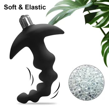 2 In 1 Vibrating Anal Beads Butt Plug Tapered Design Silicone Prostate Massager Bullet Vibrator Sex Toys for Men Women Couples 4