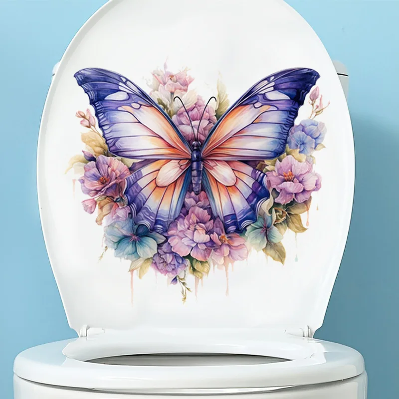Funny Butterfly Toilet Stickers Waterproof Adhesive Decorative Vinyl Decals Toilet Lid Wc Refrigerator Home Decoration