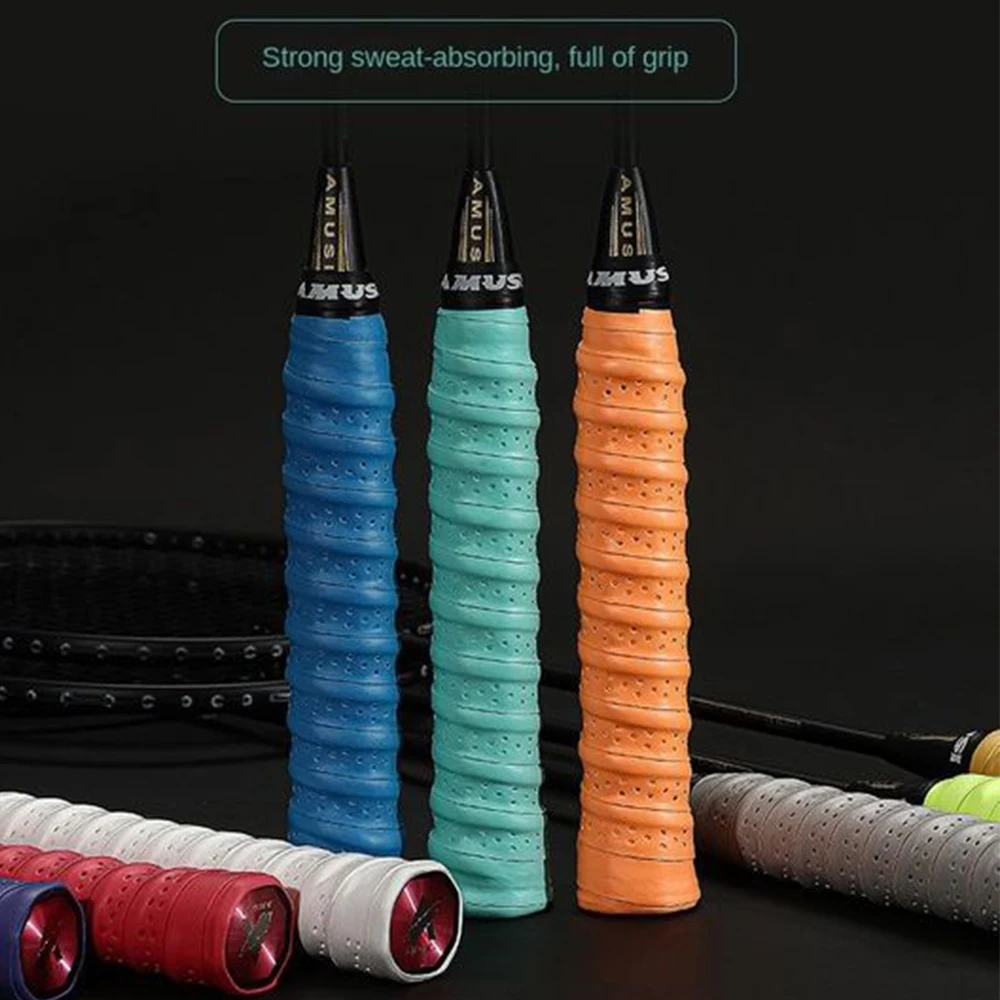 

110cm Keel Hand Glue Thickened Non-slip Badminton Sweat-absorbing Belt Perforated Tennis Racket Handlebar Fishing Rod Grip Tape