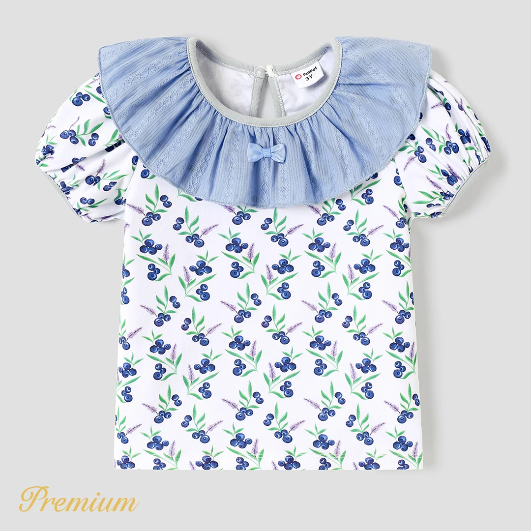 

PatPat Toddler Girl Floral Print Flounce Short-sleeve Cotton Tee