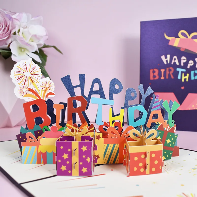 1 pz biglietto di compleanno moglie marito 3d torta di compleanno Pop-up  biglietto di auguri cartolina regalo con busta - AliExpress