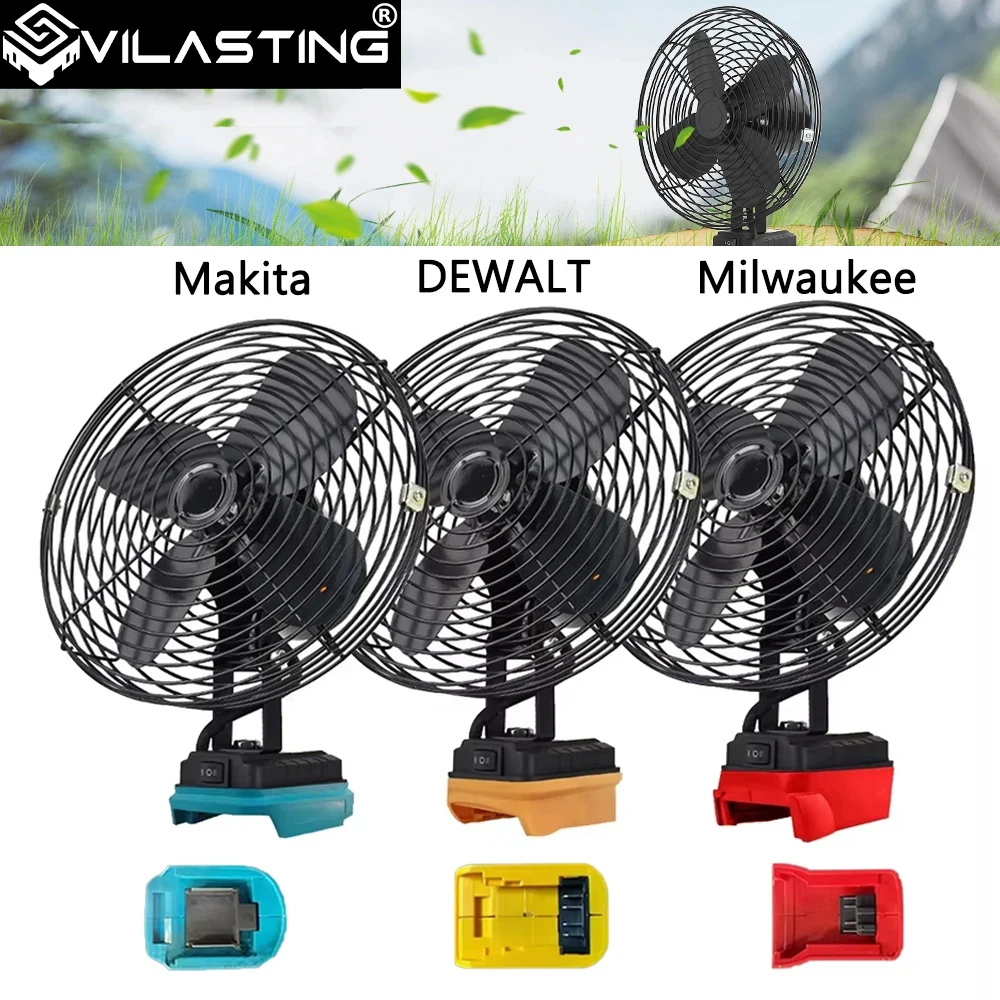VILASTING Портативный походный вентилятор, 6 8 дюймов беспроводной мощный сильный поток воздуха металлический настольный для улицы рыбалки для Makita Dewalt Milwaukee 18V аккумулятора pin