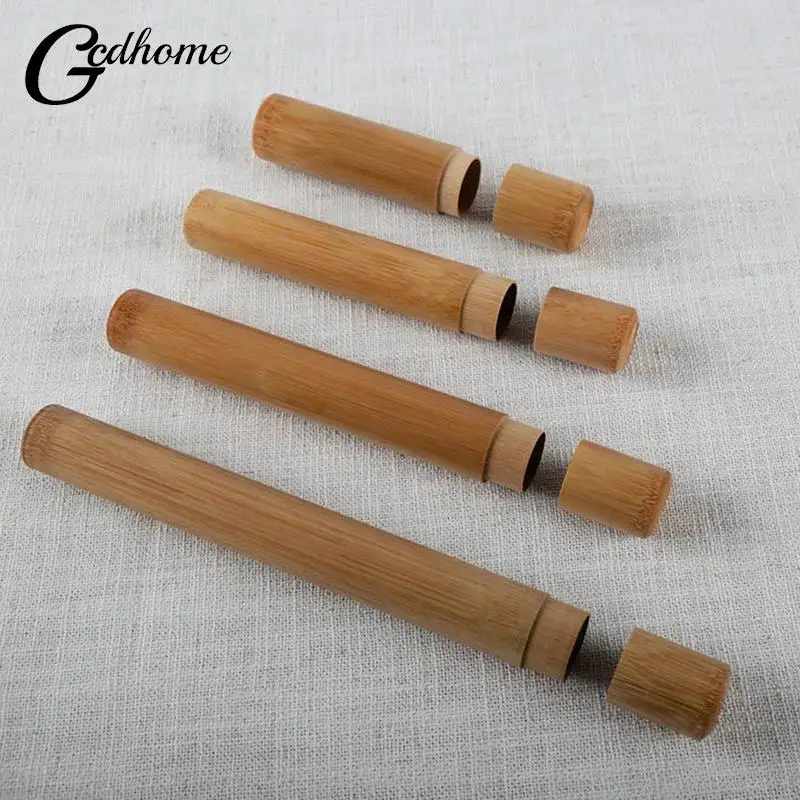1pc Natural Bamboo Tube For Toothbrush Eco Friendly Travel Case Hand Made 21cm Bamboo Toothbrush Tube Portable Travel Packing airtight container