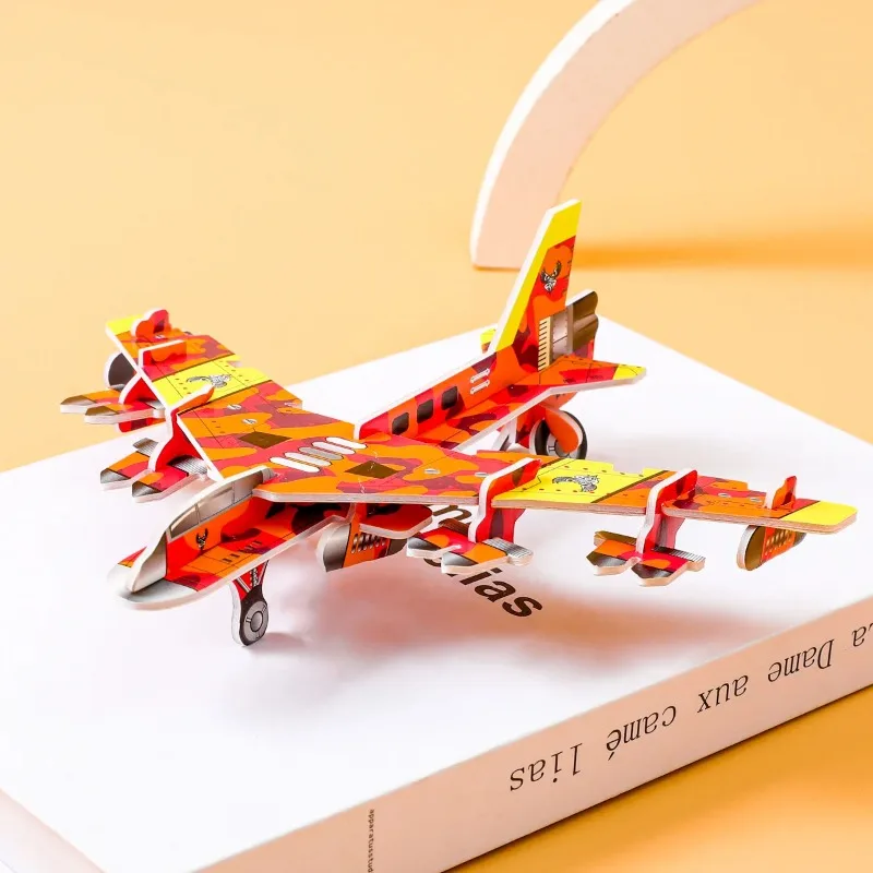 

3D Paper Puzzle Kindergarten DIY Handmade Airplane Cartoon Model Children's Early Childhood Education Puzzles Montessori Games