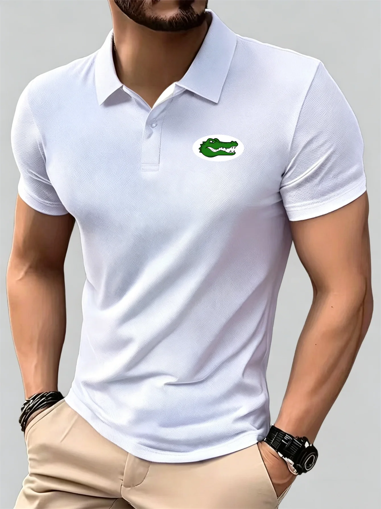 Polo Piqué da Uomo, Casual, per Ufficio, Estiva, a Maniche Corte, T-shirt per Lavoro, Sport all'Aperto, Top alla Moda - immagine 4