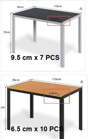 Aluminum Outdoor Dining Table, Patio Metal Slatted Table, Weather Resistant 110x70x73cm Large Rectangular, Yard, Garden, Porch