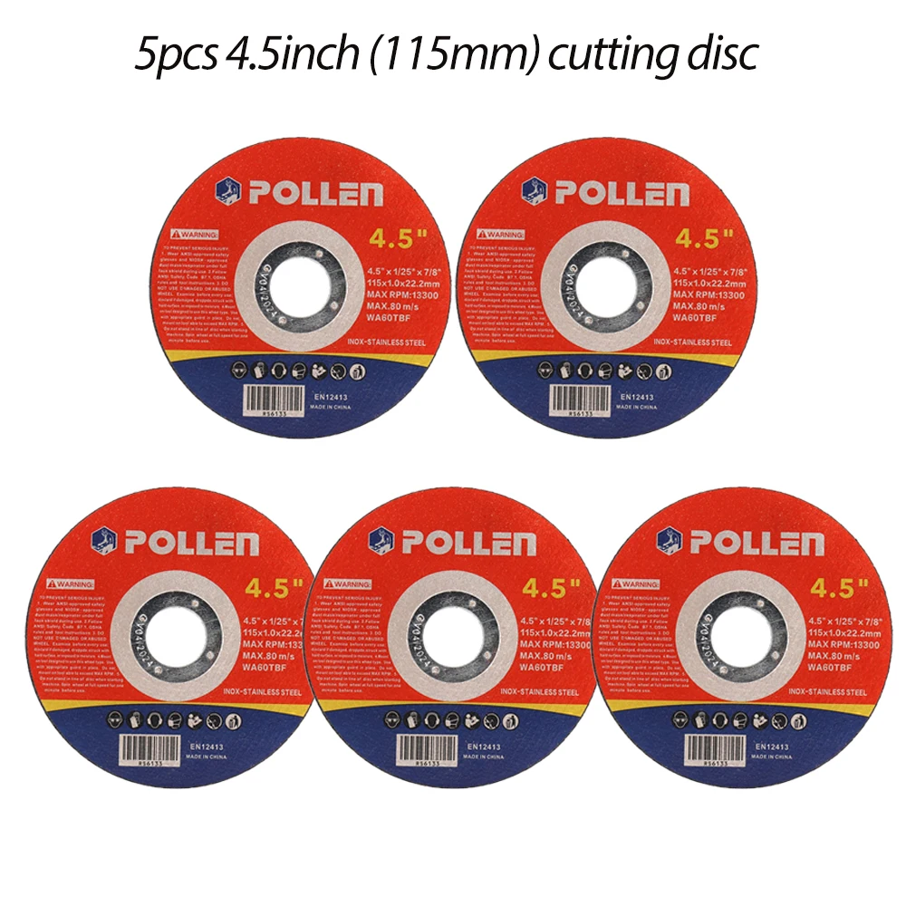 115mm Resin Cutting Disc Cut Off Wheel Angle Grinder Disc Slice Fiber Reinforced for Metal Stainless Steel 5pcs