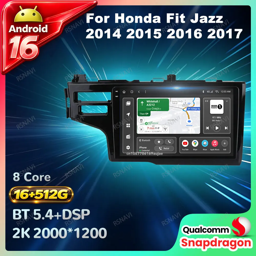 Autoradio Android 16 für Honda Fit Jazz 2014 2015 2016 2017 Autoradio Multimedia BT 4G LTE Video-Player Wireless Carplay Auto