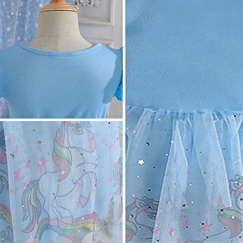 2026 Sommer Baby Mädchen Kleid Niedliches Cartoon-Einhorn Baumwolle Mesh Modische Mädchen Prinzessinnenkleider Party-Kostüme Kleinkinder Vestidos – Detail 9