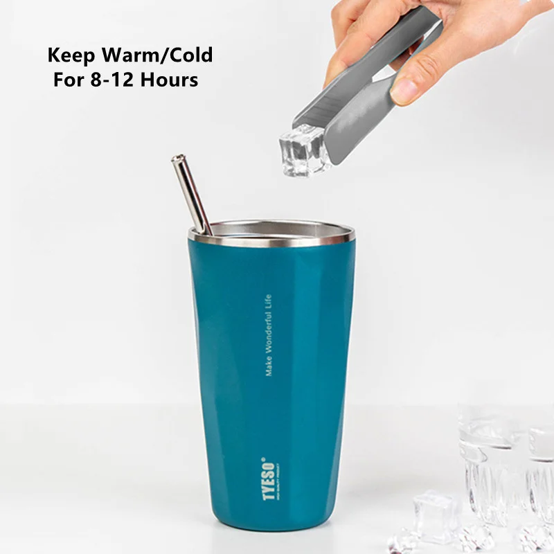 

600ml Stainless Steel Vacuum Flask With Retractable Straw Leak-Proof Coffee Tea Cold Drink Bottle Car Thermos Mug Tumbler